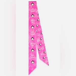 MCM Hot Pink Logo Pattern Twilly